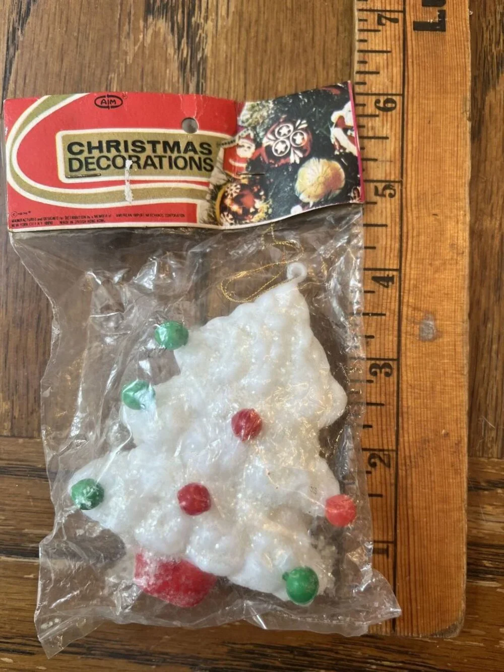 Vintage Blow Mold Christmas Tree Ornament Original Packaging